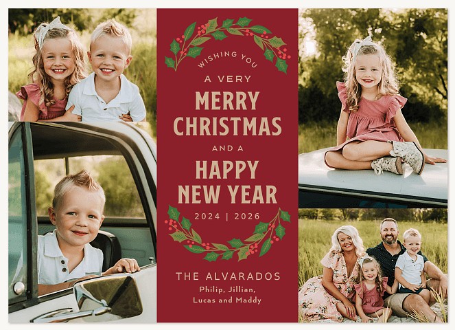 Center Banner Personalized Holiday Cards