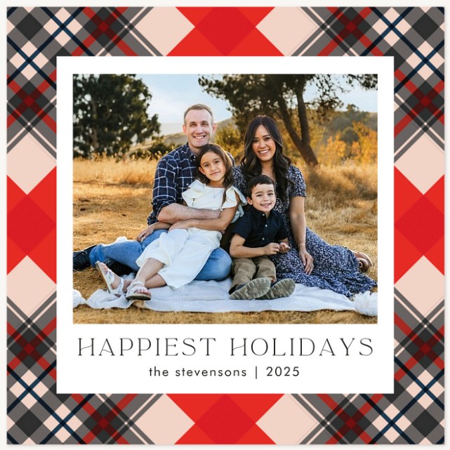 Plaid Frame Personalized Holiday Cards