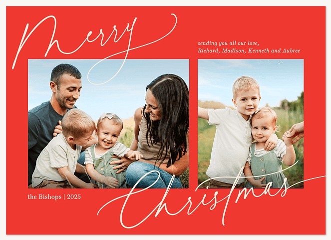 Sleigh Script Personalized Holiday Cards