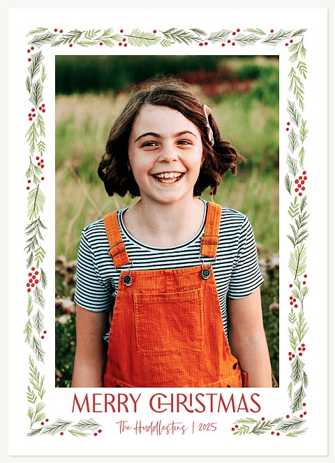 Botanical Border Personalized Holiday Cards