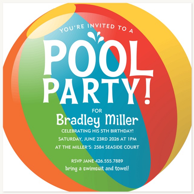 Beach Ball Summer Party Invitations