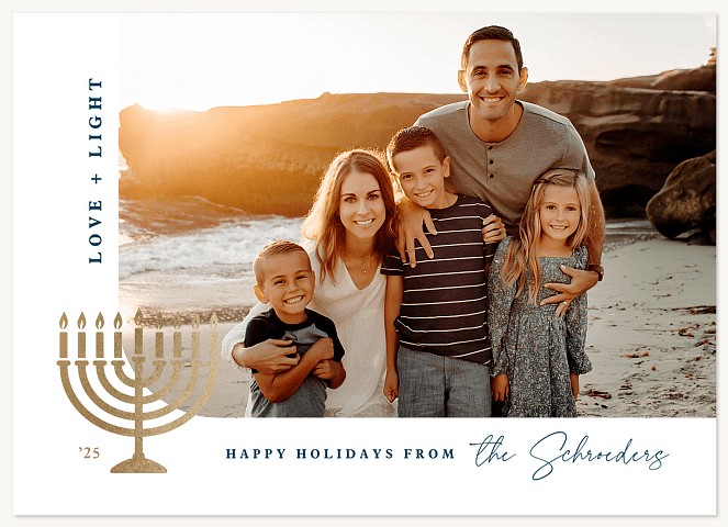 Gold Menorah Hanukkah Cards