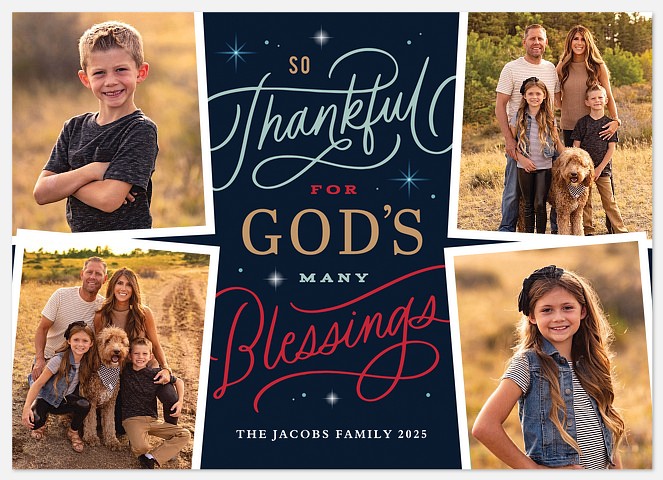 Blessed And Thankful Holiday Photo Cards