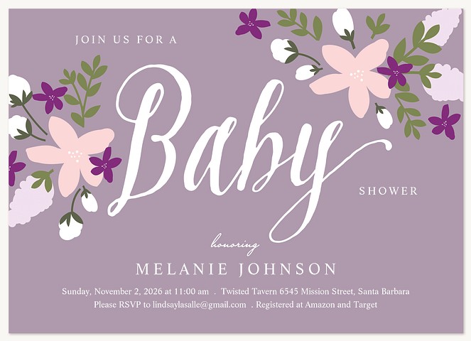 Lilacs & Lillies  Baby Shower Invites