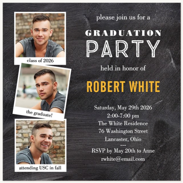 Chalkboard Bash Graduation Party Invitations