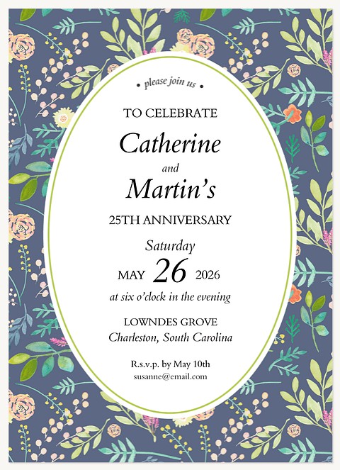 Delicate Flowers Wedding Anniversary Invitations