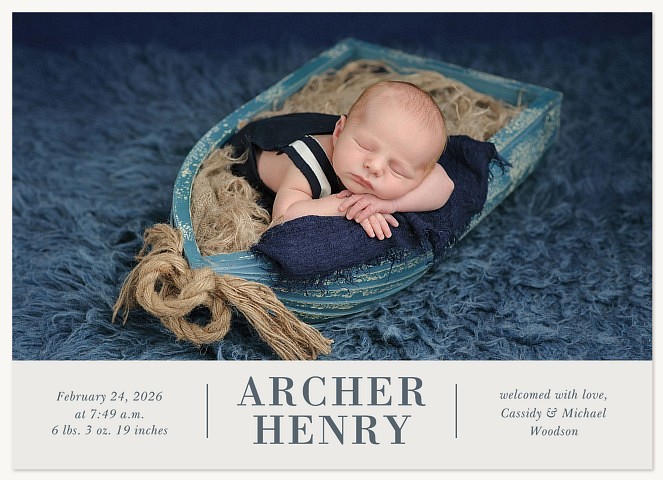 Contemporary Debut Boy Baby Announcements