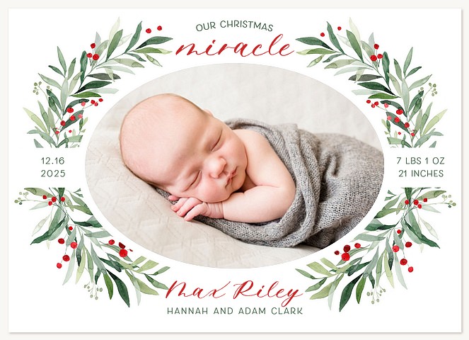 Darling Wreath Personalized Holiday Cards