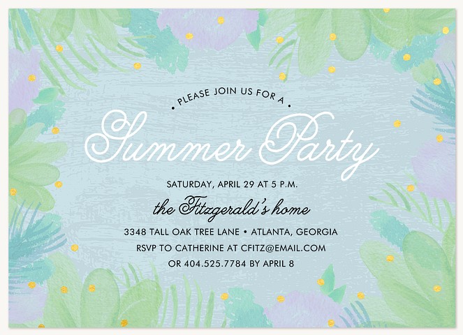 Summer Garden Summer Party Invitations