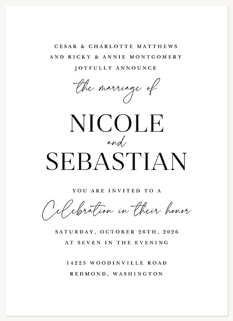 Classic Type Wedding Invitations