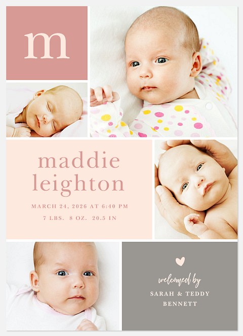 Classic Blocks Baby Birth Announcements