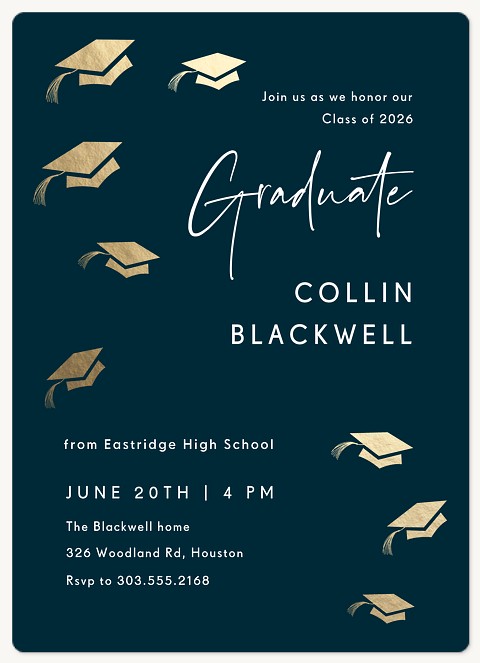 Caps Off Graduation Invitations