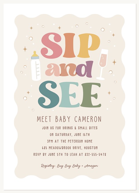 Sip & See Baby Shower Invites