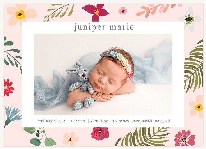 Floral Fun Baby Announcements