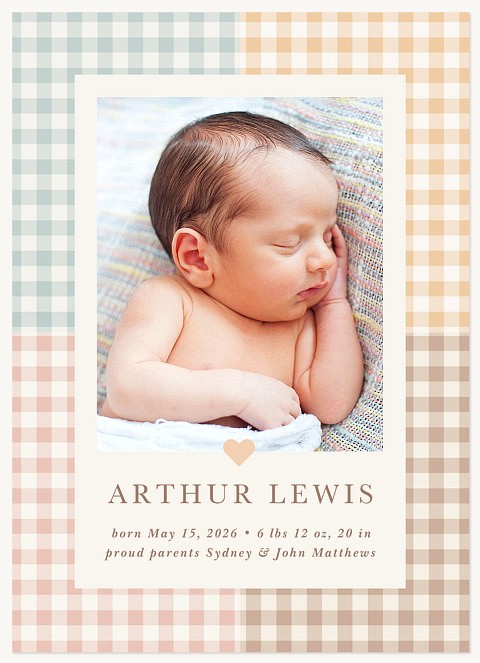 Gingham Block Baby Announcements