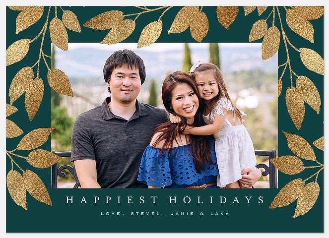 Gilded Leaves Holiday Photo Cards