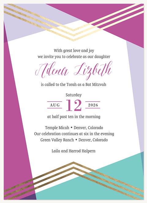Pops of Color Bat Mitzvah Invitations