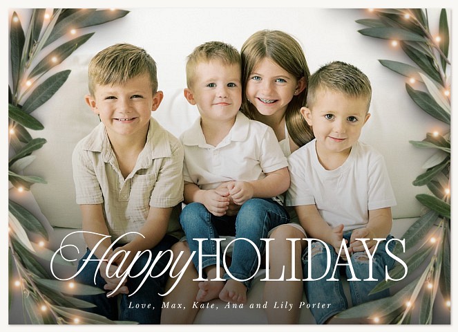 Glowing Holly Personalized Holiday Cards