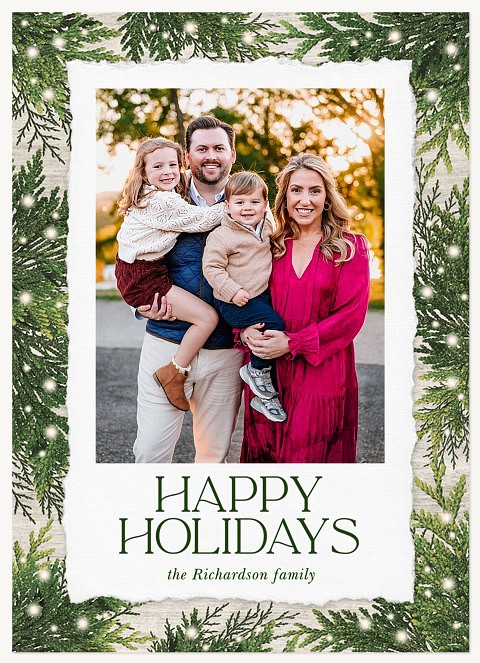 Twinkling Greenery Personalized Holiday Cards