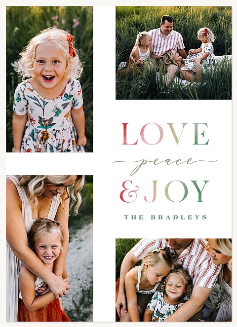 Love, Peace & Joy Personalized Holiday Cards