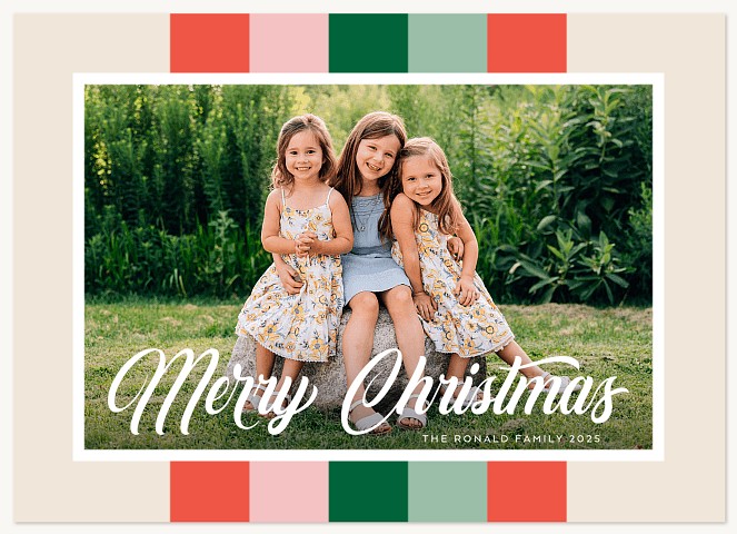 Stripe Nostagia Personalized Holiday Cards