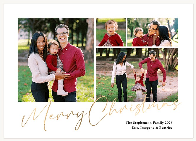 Gilt Lettering Personalized Holiday Cards