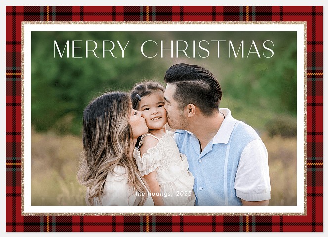 Gilded Tartan Holiday Photo Cards