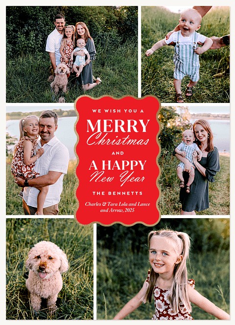 Center Scallop Personalized Holiday Cards