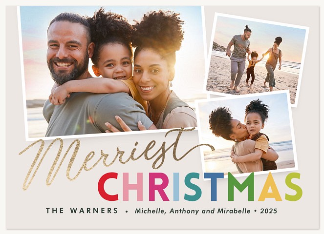 Colorful Typography Personalized Holiday Cards