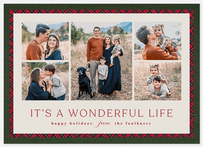 Plaid Trim Holiday Photo Cards