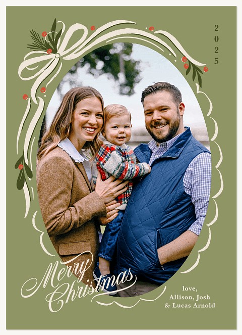 Ribbon & Berries Personalized Holiday Cards