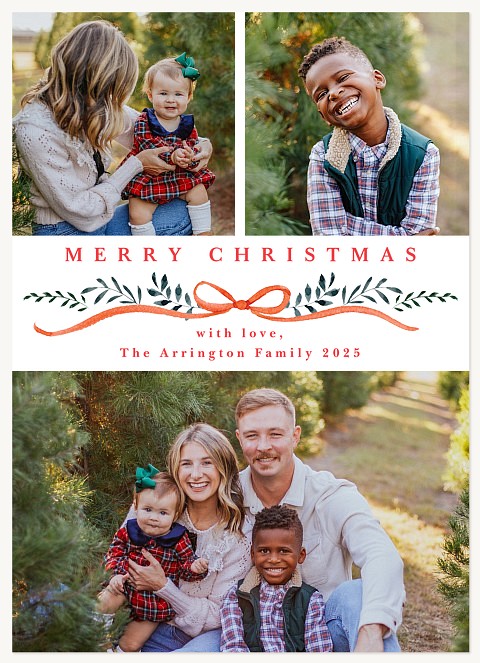 Bow and Greens Personalized Holiday Cards