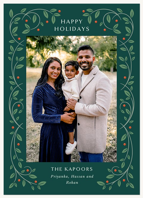 Swirling Leaves Personalized Holiday Cards