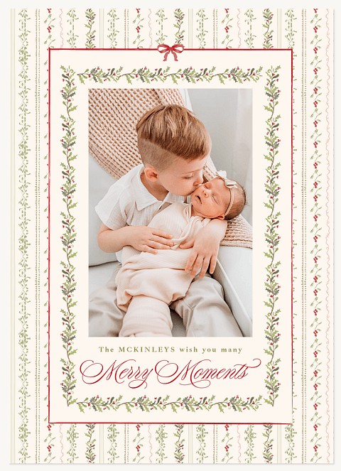 Holly & Ivy Border Personalized Holiday Cards