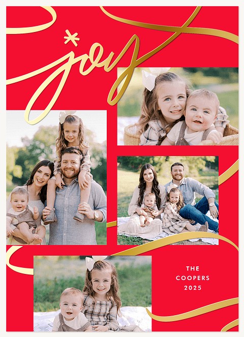 Joyful Ribbon Personalized Holiday Cards