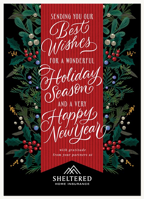Red Ribbon Business Holiday Cards