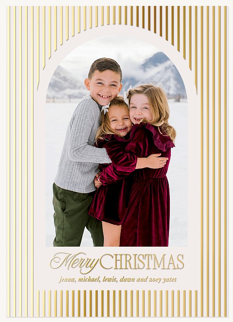 Golden Arch Stripes Personalized Holiday Cards