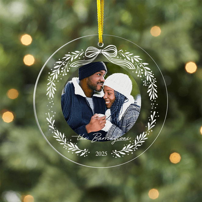 White Bow Personalized Ornaments