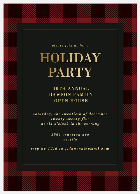 Holiday Plaid Holiday Party Invitations