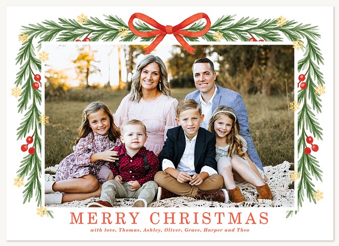 Snowy Garland Personalized Holiday Cards