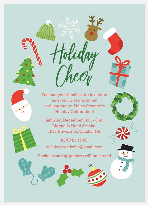 Festive Icons Holiday Party Invitations