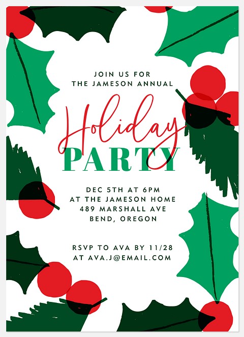 Holly Days Holiday Party Invitations