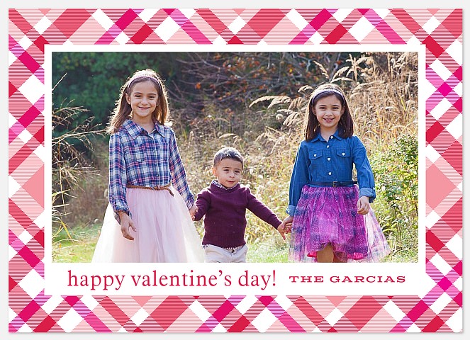 Plaid Embrace Valentine Photo Cards