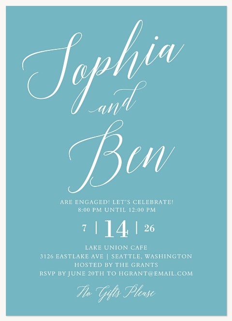Simple Sophisticate Engagement Party Invitations