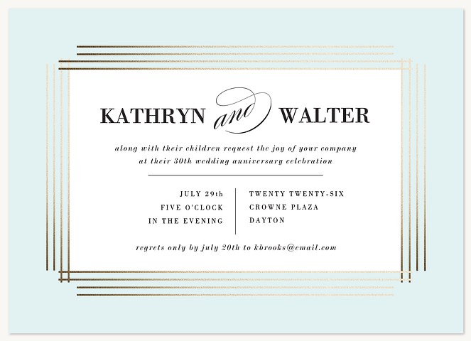 Graceful Deco Wedding Anniversary Invitations