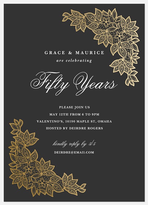 Vintage Embellishment Anniversary Invitations
