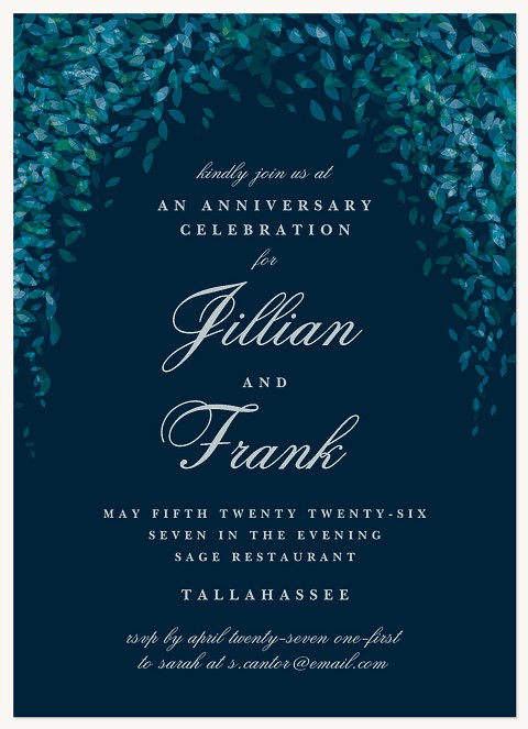 Moonlit Garden Wedding Anniversary Invitations