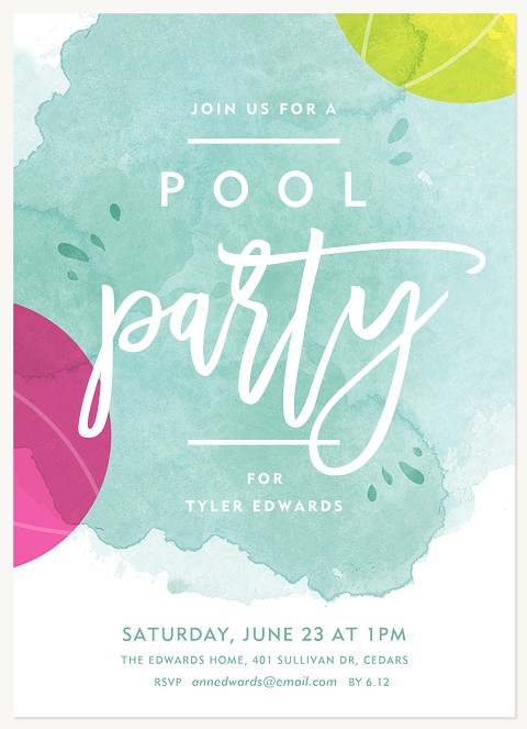Watercolor Splash Summer Party Invitations