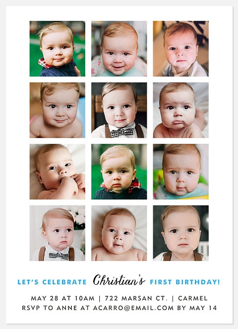 My First Year Boy Birthday Invitations