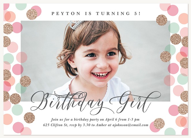 Sparkle Girl Kids Birthday Invitations